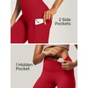 IUGA High Waist Yoga Pants with Pockets, Leggings for Women Tummy Control, Workout Leggings for Women 4 Way Stretch(Red)