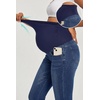 IUGA Stretchy Maternity Jeans Over Belly Skinny High Waisted Maternity Pants for Work with Pockets Comfy Maternity Clothes(Whiskers Dark Wash)