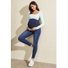 IUGA Stretchy Maternity Jeans Over Belly Skinny High Waisted Maternity Pants for Work with Pockets Comfy Maternity Clothes(Whiskers Dark Wash)