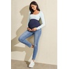 IUGA Stretchy Maternity Jeans Over Belly Skinny High Waisted Maternity Pants for Work with Pockets Comfy Maternity Clothes(Whiskers Light Wash)