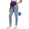 IUGA Stretchy Maternity Jeans Over Belly Skinny High Waisted Maternity Pants for Work with Pockets Comfy Maternity Clothes(Whiskers Light Wash)